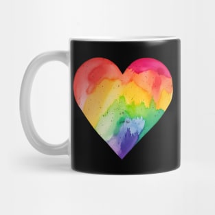 Rainbow Heart Watercolor Rainbow Gradient T-Shirt Mug